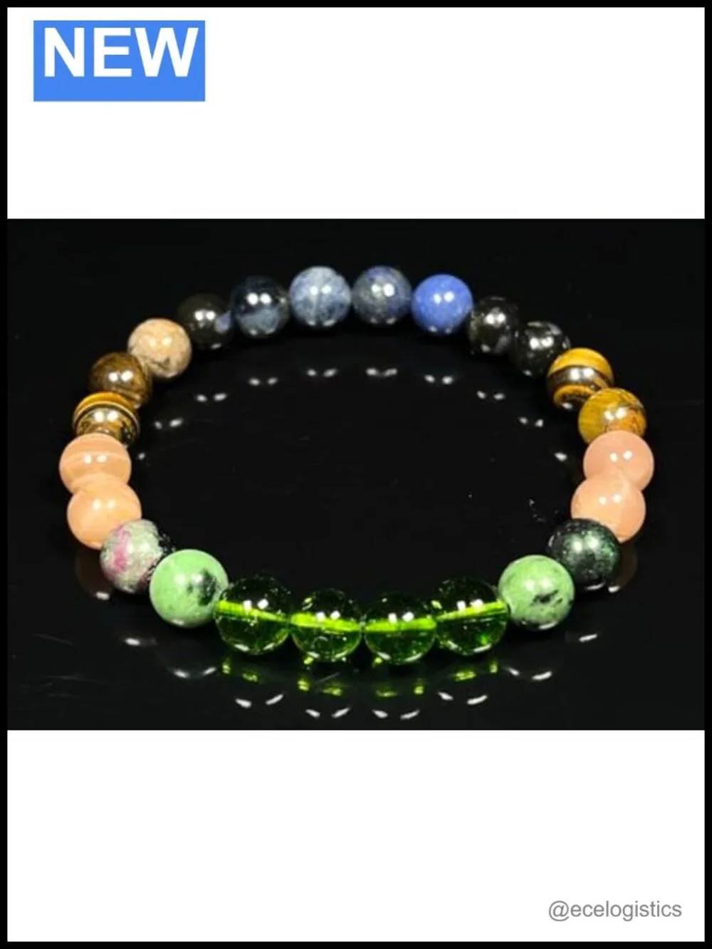 Leo Birthstone Bracelet 8mm Gemstone Zodiac Stretch Bracelet